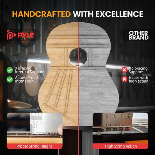 Pyle Beginner Acoustic Guitar Kit, 3/4 Junior Size All Wood Instrument for Kids, Adults, 36