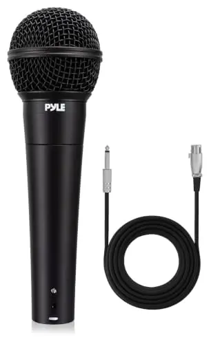 Pyle Dynamic Microphone | Cardioid Wired Karaoke Mic with 15ft Cable | Cardioid dynamic mic with 15-ft XLR cable, built-in pop filter, low-noise design, and durable metal construction - 1