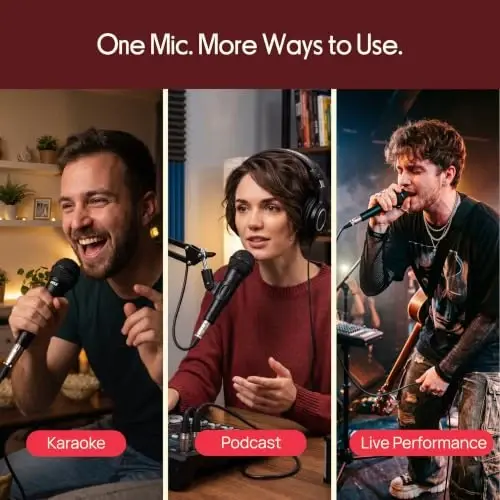 Pyle Dynamic Microphone | Cardioid Wired Karaoke Mic with 15ft Cable | Cardioid dynamic mic with 15-ft XLR cable, built-in pop filter, low-noise design, and durable metal construction - 6
