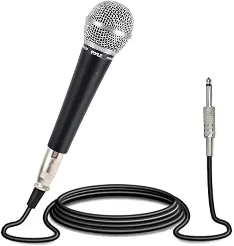 Pyle Handheld Microphone Dynamic Moving Coil Cardioid Unidirectional Includes 15ft XLR Audio Cable to 1/4'' Audio Connection (PDMIC58) - 1