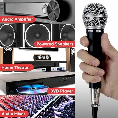 Pyle Handheld Microphone Dynamic Moving Coil Cardioid Unidirectional Includes 15ft XLR Audio Cable to 1/4'' Audio Connection (PDMIC58) - 4