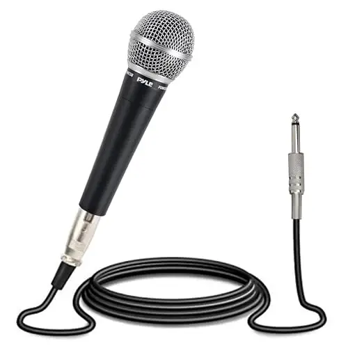 Pyle Qoʻlda Tutma Mikrofoni Dinamik Harakatlanuvchi Bobin Kardiyoid Bir Yoʻnalishda 15 futlik XLR Audio Kabelidan 1/4'' Audio Ulanishiga (PDMIC58) - Modazone