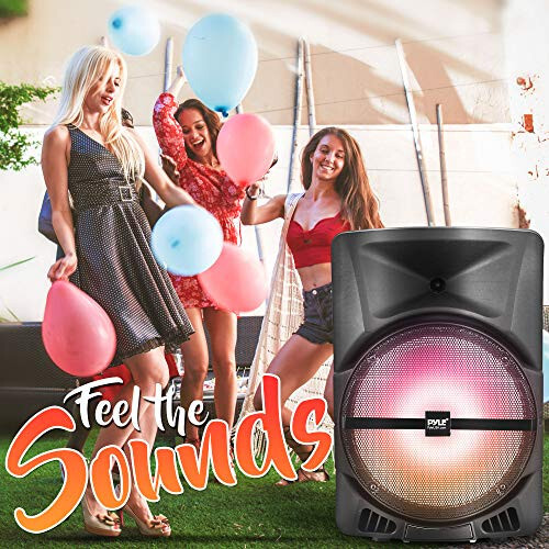 Pyle Wireless Portable PA Speaker System - 800W Powered Bluetooth Indoor & Outdoor DJ Stereo Loudspeaker with MP3 AUX 3.5mm Input, Flashing Party Light & FM Radio-PPHP1244B,Black - 7