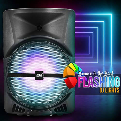 Pyle Wireless Portable PA Speaker System - 800W Powered Bluetooth Indoor & Outdoor DJ Stereo Loudspeaker with MP3 AUX 3.5mm Input, Flashing Party Light & FM Radio-PPHP1244B,Black - 3