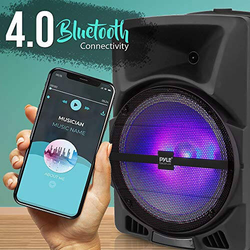 Pyle Wireless Portable PA Speaker System - 800W Powered Bluetooth Indoor & Outdoor DJ Stereo Loudspeaker with MP3 AUX 3.5mm Input, Flashing Party Light & FM Radio-PPHP1244B,Black - 4