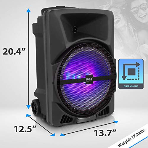 Pyle Wireless Portable PA Speaker System - 800W Powered Bluetooth Indoor & Outdoor DJ Stereo Loudspeaker with MP3 AUX 3.5mm Input, Flashing Party Light & FM Radio-PPHP1244B,Black - 6