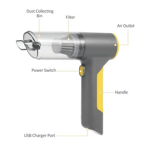 Пылесос для автомобиля Lepmerk, 4 в 1 Беспроводной ручной пылесос с мощным бесщеточным двигателем 13000Pa и Type-C, Мини пылесос для автомобиля с аккумулятором 6000 мАч для автомобиля, дома - 2