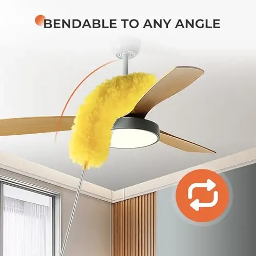 Пыльники для чистки потолочного вентилятора, Newliton Microfiber Feather Duster с телескопической удлинительной штангой от 30 до 100 дюймов, длинный выдвижной пыльник для дома, автомобиля, мебели, паутины, зеленый - 5