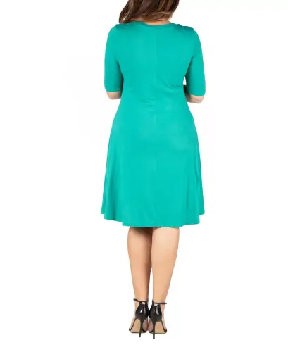 Пышное платье миди — нефритовый - 24SEVEN COMFORT APPAREL (1)