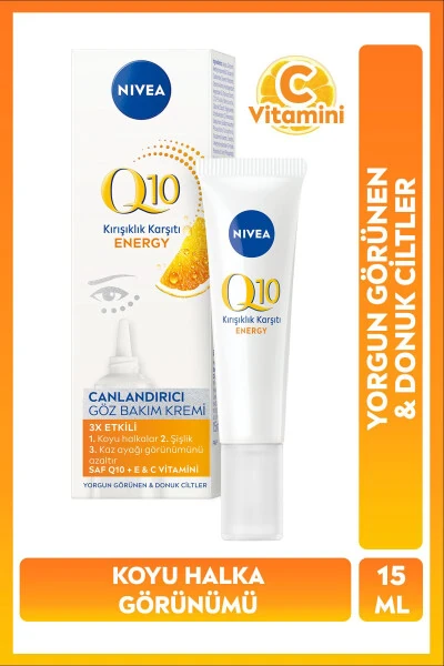 Q10 Energy Canlandırıcı Göz Bakım Kremi 15ml, C Vitamini, Kaz Ayağı Görünümü, Koyu Halka, E Vitamini - NIVEA