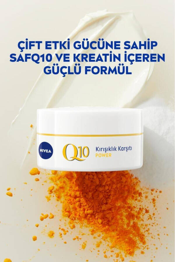 Q10 Power Ajinlarga Qarshi Kunlik Yuzga Moxir Krem 50ml, SPF30 Quyoshdan Himoya, Q10 va Keratin - 10