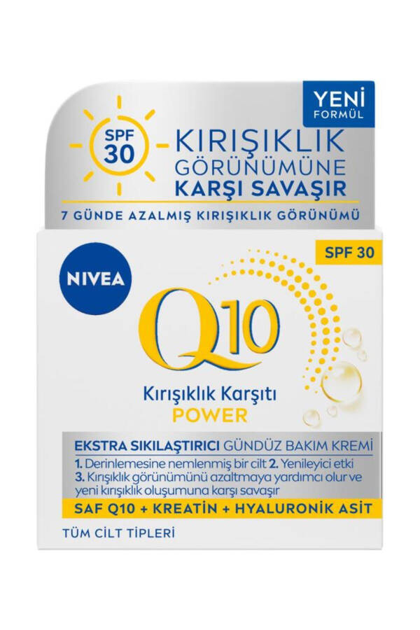 Q10 Power Ajinlarga Qarshi Kunlik Yuzga Moxir Krem 50ml, SPF30 Quyoshdan Himoya, Q10 va Keratin - 4