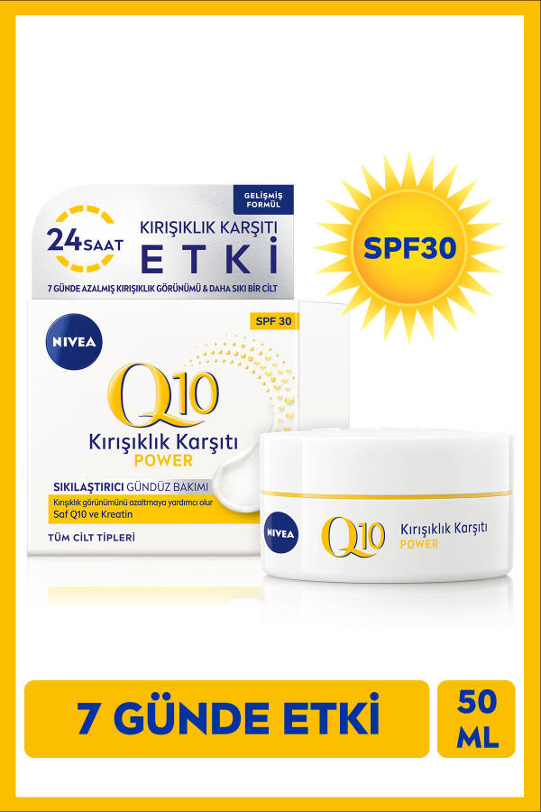 Q10 Power Ajinlarga Qarshi Kunlik Yuzga Moxir Krem 50ml, SPF30 Quyoshdan Himoya, Q10 va Keratin - 13