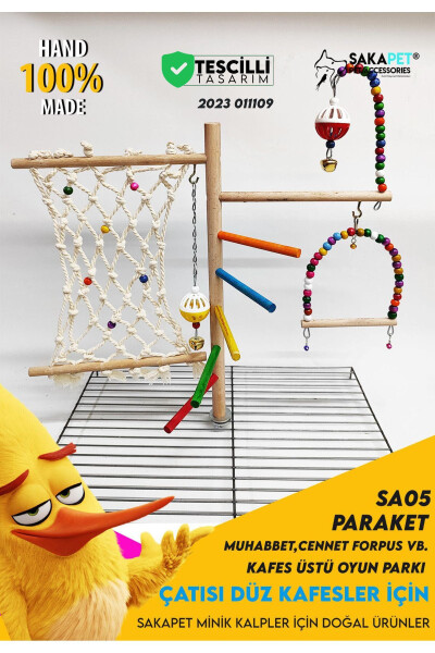 Qafas Ustida O'yin Maydonchasi To'ti Qush Ko'krak Sevgi To'tig'i Forpus SA5 - SAKAPET