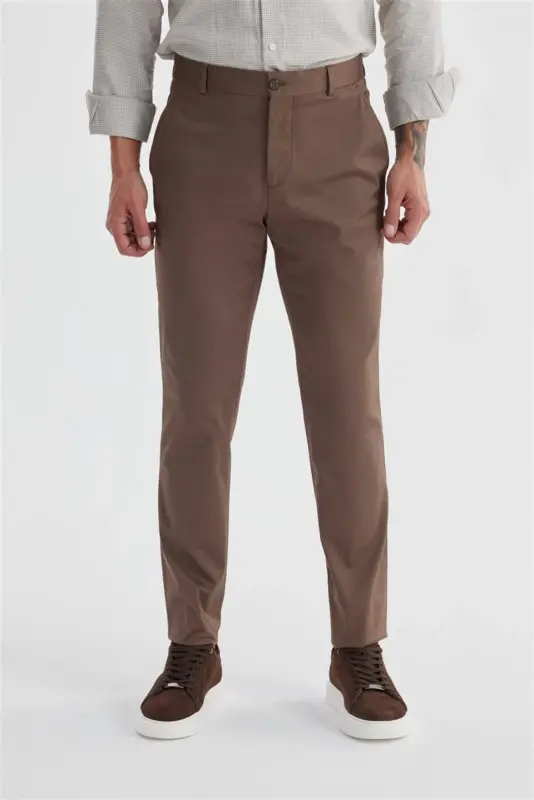 Qahva Comfort Fit Yon Cho'ntakli Paxtali Kanvas Shim - 2