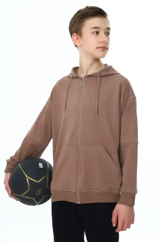 Qahva Erkak Bola Kapshonli Maktab Ko'ylagi 19207-Bej - 3