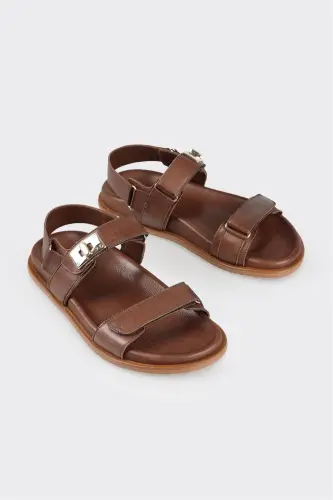 Qahva rangli charm ayollar sport sandali - Qahva - ELLE SHOES (1)