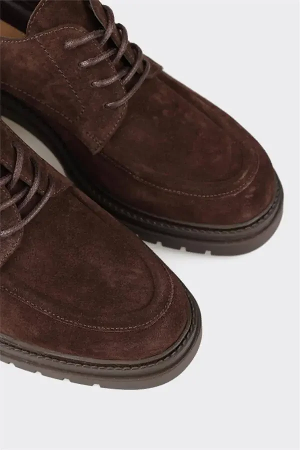 Qahva rangli teri ayollar uchun poshnali tufli - 4