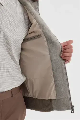 Qahva rangli yoqalikli moʻyna yoqali jun palto - 5