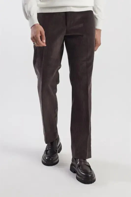 Qahva Regular Fit 100% Paxta Baxmal Shim - 2