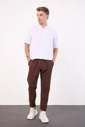 Qahva Yengil Keng Kesimli Mavsumiy Jogger Shim - JIGARRANG - İLKCET MODA (1)