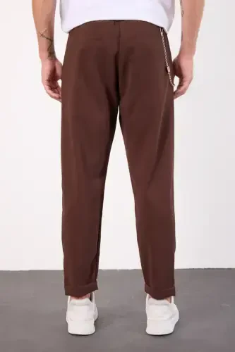 Qahva Yengil Keng Kesimli Mavsumiy Jogger Shim - JIGARRANG - 5