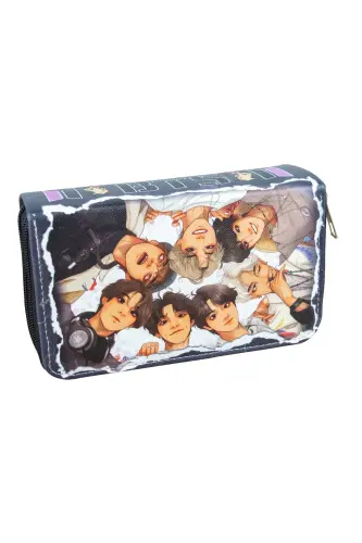 Qalam qutisi Bts Vegan charm uch bo'lmali (qalamdon)-BTS - ONESIZE (1)