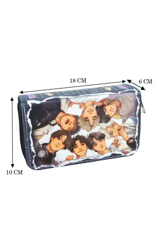 Qalam qutisi Bts Vegan charm uch bo'lmali (qalamdon)-BTS - 4