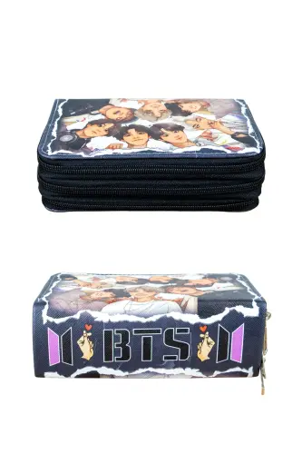 Qalam qutisi Bts Vegan charm uch bo'lmali (qalamdon)-BTS - 3