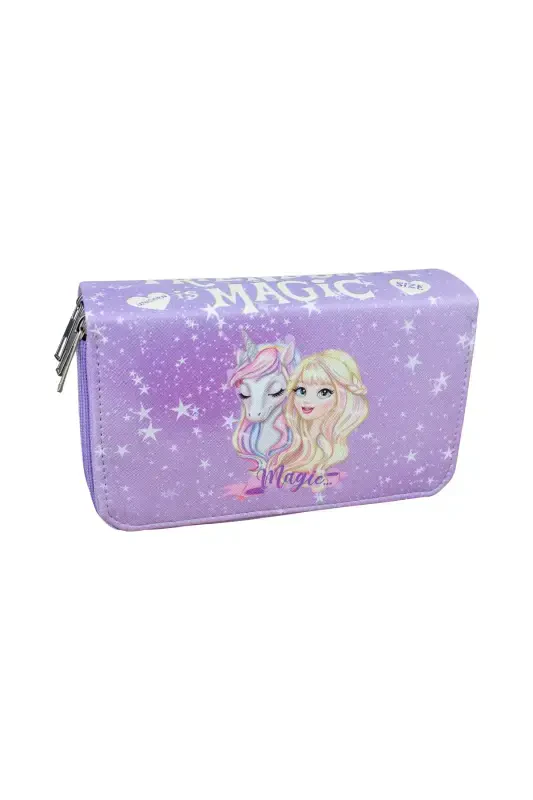 Qalam qutisi Magic Unicorn Lila Vegan Teri Uch Bo'lmali (qalamdon)-Magic Unicorn Lila - 2