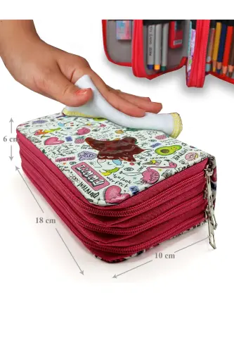 Qalam qutisi Unicorn-flamingo-avakado naqshli Kawai Organizer qalamqutisi Uch bo'lmali qalamdon-rangli2 - 6