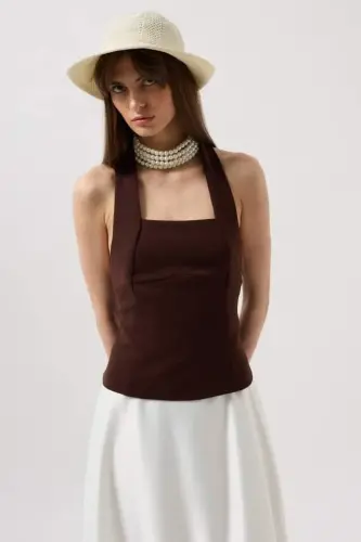 Qalin Askılı Crop Bluz - 3