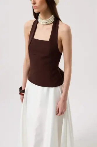 Qalin Askılı Crop Bluz - 4