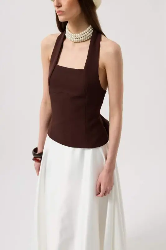 Qalin Askılı Crop Bluz - 4