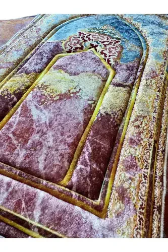Qalin g'ubkali yumshoq marmar naqshli joynamoz yuviladigan sep, sovg'a, namozlik, buklanadigan-OLTIN QIZIL - CARPETELLA (1)