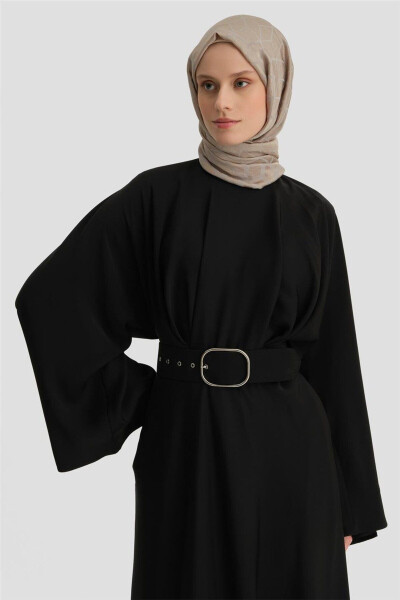 Qalin kamarli ko'ylak 24k9905 Qora - 2