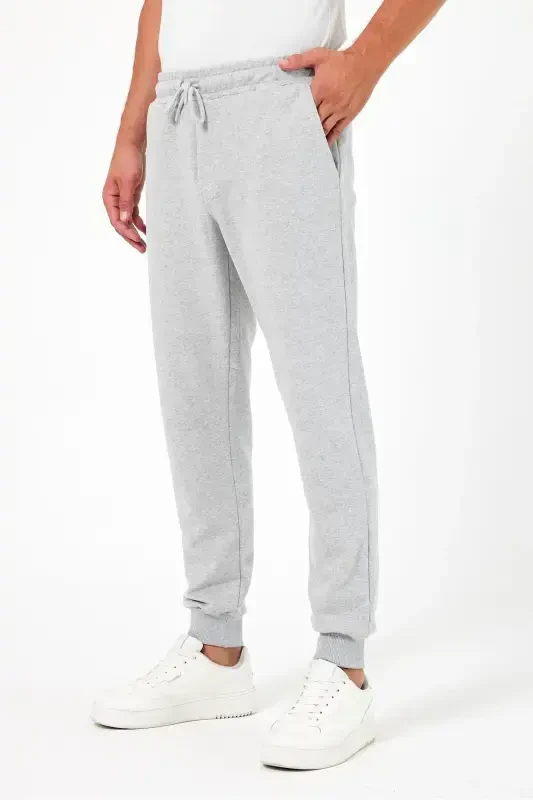 Qalin kulrang erkaklar sport shimlari Jogger orqa cho'ntakli Regular Fit manjetli - Kulrang - 2