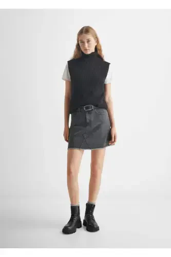 Qalin o'rilgan jilet-Qora - MANGO TEEN (1)