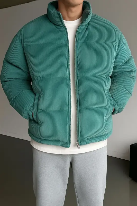 Qalin Qovoqsimon Korduroy Shishirmali Palto - İLKCET MODA