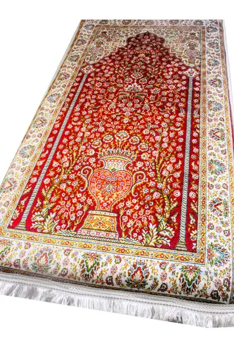 Qalin shimgichli yumshoq namozlik yuvish mumkin toʻgʻonlik sovgʻa namozlik qizil klassik (70X120CM) - CARPETELLA (1)