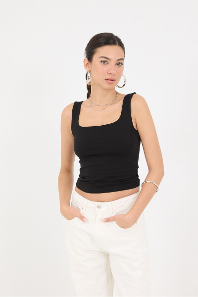 Qalin Tasmali Kvadrat Yoqali Mayka A1560-W13 - 5