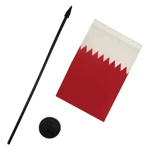 Qatar Table Flag 4'' x 6'' - Qatari Desk Flag 15 x 10 cm. - Black plastic stick and base - AZ FLAG - 3