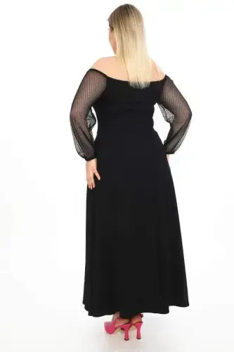 Qayiq Yaka Malika Bo'yinbog'li Karmen Kechki Libos ND609 - 3