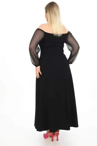 Qayiq Yaka Malika Bo'yinbog'li Karmen Kechki Libos ND609 - 3