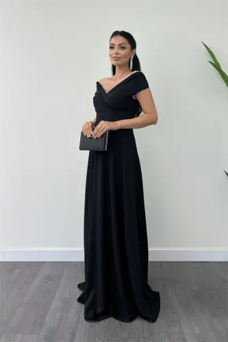 Qayiq yoqali Kilosh ko'ylak - Qora - BÜYÜKBEDENIZ (1)