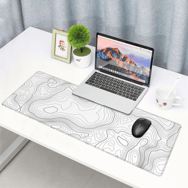 QCQHDU Large Gaming Mouse Pad with Stitched Edges, Minimalist Topographic Map Desk Mat, 3mm Thick Non-Slip Rubber Base Mice Pad for Gamer, Office & Home, 31.5 X 11.8 Inch - 6