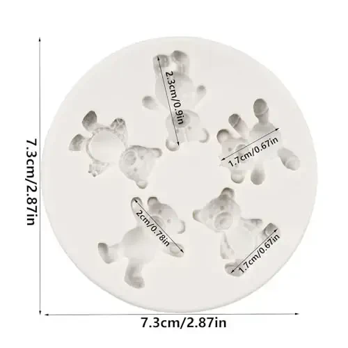 QDMOLDS Bear Fondant Molds Teddy Bear Silicone Mold Bear Chocolate Candy Mold For Birthday Party Cake Decoration Cupcake Topper Sugar Craft Polymer Clay Gum Paste - 2