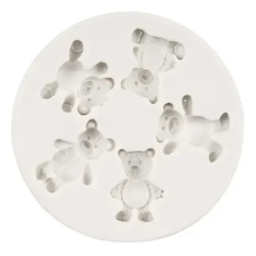 QDMOLDS Bear Fondant Qoliplari Teddy Bear Silikon Qolipi Ayiq Shokoladli Konfet Qolipi Tug'ilgan kun tortini bezash Cupcake Topper Shakar hunarmandchiligi Polimer Gilam Gum Pastasi uchun - 7