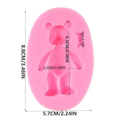 QDMOLDS Bear Silicone Fondant Molds Bear Candy Chocolate Mold for Teddy Bear Cake Decoration Cupcake Topper Chocolate Candy Polymer Clay Gum Paste - 3