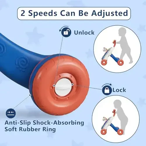 QDRAGON 3 in 1 Baby Walker and Activity Center for Boy, Learning to Walk, Sit to Stand, Early Educational Push Toys with Music Panel for Infant Toddler 12+ Months Blue - 4